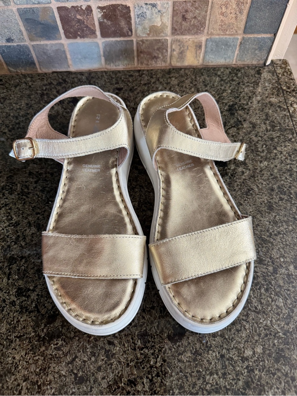 Women’s Metallic Gold Leather Slingback Sandals